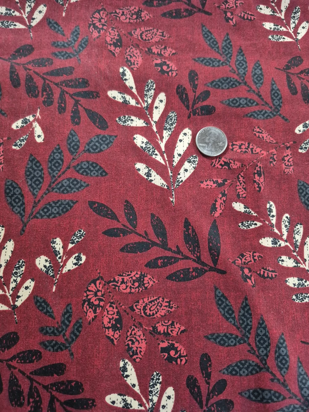 Burgundy Red Leaves Cotton Fabric 3 Yards Joann Quilting Sewing Crafts